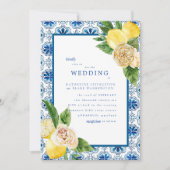 Tropische Middellandse Zee Blauw en Lemons Wedding Kaart (Voorkant)