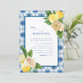 Tropische Middellandse Zee Blauw en Lemons Wedding Kaart (Staand voorkant)