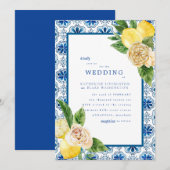 Tropische Middellandse Zee Blauw en Lemons Wedding Kaart (Voorkant / Achterkant)