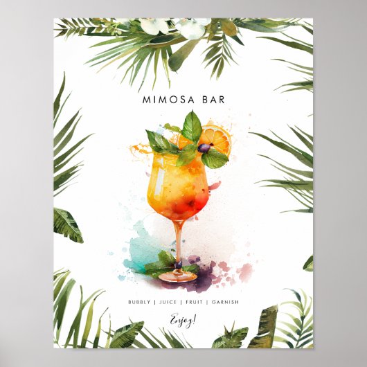 Tropische Mimosa cocktail bar menuteken Poster (Voorkant)
