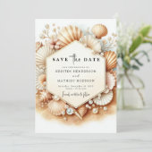 Tropische minimale strand bruiloft save the date (Staand voorkant)