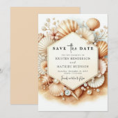 Tropische minimale strand bruiloft save the date (Voorkant / Achterkant)