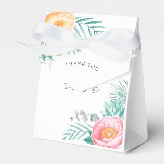 Tropische Mint Bloemige Baby Shower Bedankdoosjes (Voorkant Zijde)
