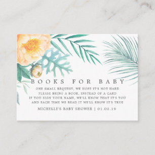 Tropische Mint Bloemige Baby Shower Boek Verzoek Informatiekaartje
