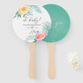 Tropische Mint Bloemige Baby Shower Handwaaier (Voorkant en achterkant)