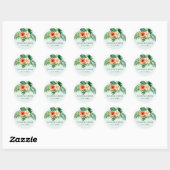 Tropische Mint Groene Bloemen Bruiloft Envelop Afd Ronde Sticker (Vel)