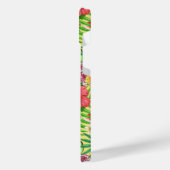 Tropische mix-fruit, bloemen en bladeren op geel iPhone hoesje (Linkerkant)