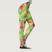 Tropische mix-fruit, bloemen en bladeren op geel leggings (Rechts)