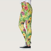 Tropische mix-fruit, bloemen en bladeren op geel leggings (Links)