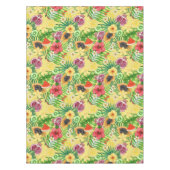 Tropische mix-fruit, bloemen en bladeren op geel tafelkleed (Voorkant)
