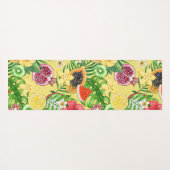Tropische mix-fruit, bloemen en bladeren op geel yogamat (Achterkant (horizontaal))