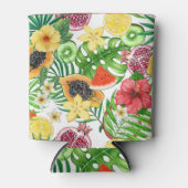 Tropische mix-fruit, bloemen en bladeren op wit blikjeskoeler (Voorkant)