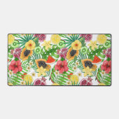 Tropische mix-fruit, bloemen en bladeren op wit bureaumat (Voorkant)