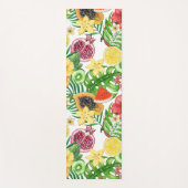 Tropische mix-fruit, bloemen en bladeren op wit yogamat (Voorkant)