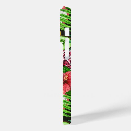 Tropische mix-fruit, bloemen en bladeren op zwart Case-Mate iPhone case (Achterkant / Links)
