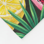 Tropische mix-fruit, bloemen en bladeren op zwart fleece deken (Hoek)