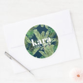 Tropische Moderne Boutique Salon Designer Navy Ronde Sticker (Envelop)