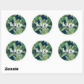 Tropische Moderne Boutique Salon Designer Navy Ronde Sticker (Vel)