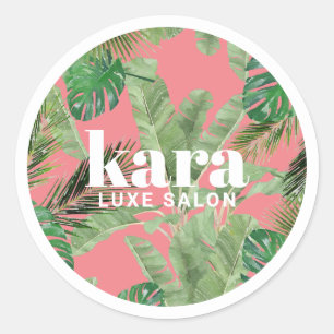 Tropische Moderne Boutique Salon Ontwerper Roze Ronde Sticker