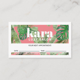 Tropische Moderne Boutique Salon Pink Benoeming Klantenkaartje