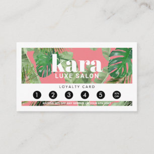 Tropische moderne Boutique Salon Roze Loyalty Card