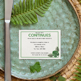 Tropische moderne bruiloft na feest Kaart