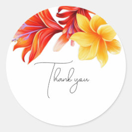 Tropische moderne florale gevouwen ronde sticker