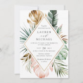 Tropische, moderne goudpalm groen, bloeiend kaart (Voorkant)