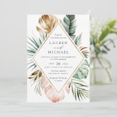 Tropische, moderne goudpalm groen, bloeiend kaart (Staand voorkant)