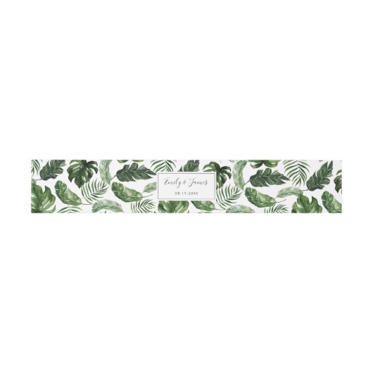 Tropische moderne Palm Philodendron Leaf Typografi Uitnodigingen Wikkel (Vlak)