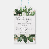 Tropische moderne palmblad cactus typografie cadeaulabel (Voorkant)