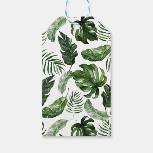 Tropische moderne palmblad cactus typografie cadeaulabel (Achterkant)