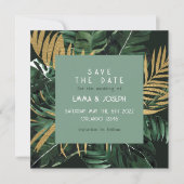 Tropische moderne palmbladeren groen sparen de Dat Kaart (Voorkant)