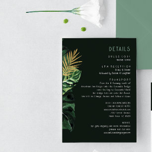 Tropische moderne palmbladeren stoffige groene beh informatiekaartje