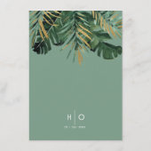 Tropische moderne palmbladeren stoffige groene beh informatiekaartje (Achterkant)