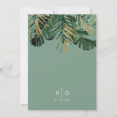 Tropische moderne palmbladeren stoffige groene bru kaart (Achterkant)