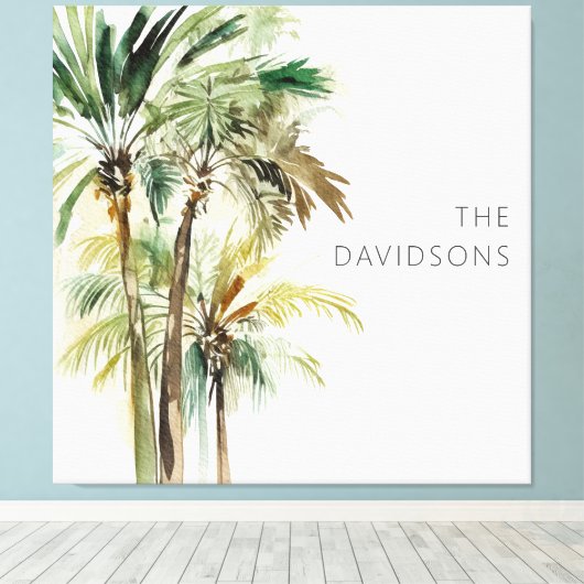 Tropische moderne palmbomen canvas afdruk (Insitu (Houten vloer))