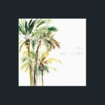 Tropische moderne palmbomen canvas afdruk<br><div class="desc">Dit kunstontwerp bevat een groep prachtige tropische groene en bruine waterverf palmbomen op een eenvoudige,  schone witte achtergrond. Ideaal voor een strandminnaar of een strandhuis. Pas het aan met je familienaam. Creëer door Simply Farmhouse Press.</div>