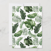 Tropische moderne palmcactus — witte flora save the date (Achterkant)