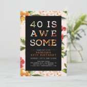 Tropische moderne typografie 40e verjaardag kaart (Staand voorkant)