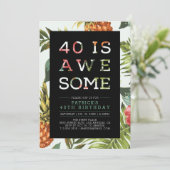Tropische moderne typografie 40e verjaardag kaart (Staand voorkant)
