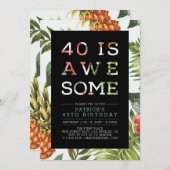 Tropische moderne typografie 40e verjaardag kaart (Voorkant / Achterkant)
