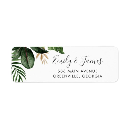 Tropische moderne typografie Palm Beach Adres Etiket (Voorkant)