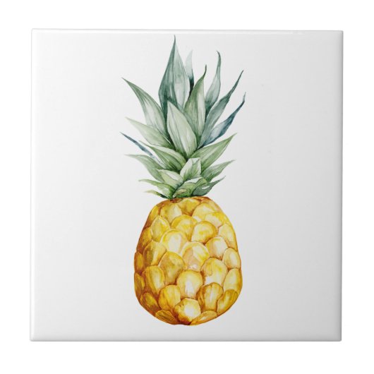 Tropische Modieuze Aquarel Ananas Tegeltje (Voorkant)