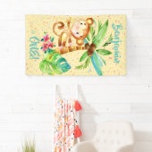 Tropische Monkee Jongen Verjaardag Spandoek (Insitu)