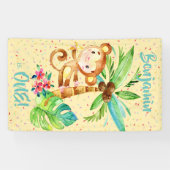 Tropische Monkee Jongen Verjaardag Spandoek (Horizontaal)