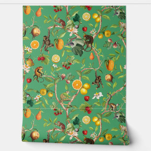 Tropische Monkey Fruit Garden Chinoiserie Behang