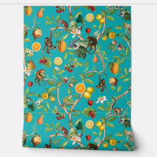 Tropische  Monkey Fruit Garden Chinoiserie Behang