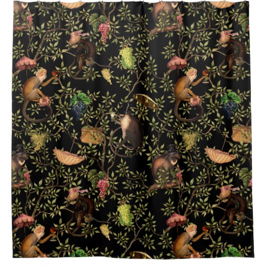 Tropische  Monkey Gardenparty Chinoiserie Douchegordijn (Voorkant)