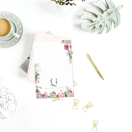 Tropische Monogram Bloemige Persoonlijke Werkplek Post-it® Notes